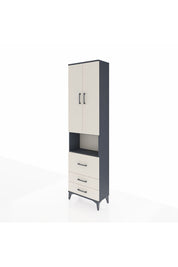 Arges Dolap 4 Raflı 3 Çekmeceli 2 Kapaklı 60x30x221 Antrasit-Aytaşı