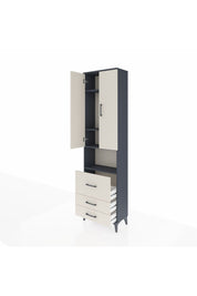 Arges Dolap 4 Raflı 3 Çekmeceli 2 Kapaklı 60x30x221 Antrasit-Aytaşı