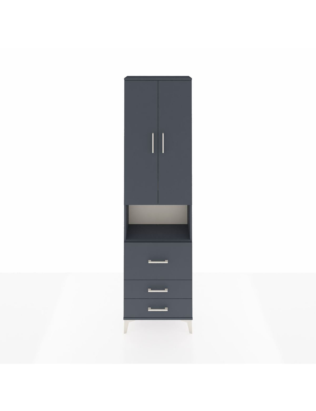 Arges Dolap 4 Raflı 3 Çekmeceli 2 Kapaklı 60x30x221 Antrasit-Antrasit