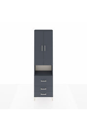 Arges Dolap 4 Raflı 3 Çekmeceli 2 Kapaklı 60x30x221 Antrasit-Antrasit