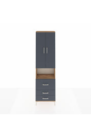 Arges Dolap 4 Raflı 3 Çekmeceli 2 Kapaklı 60x30x221 Çam-Antrasit