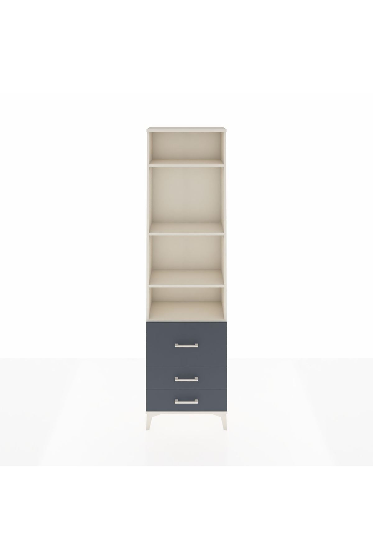 Arges Dolap 4 Raflı 3 Çekmeceli 60x30x221 Aytaşı-Antrasit