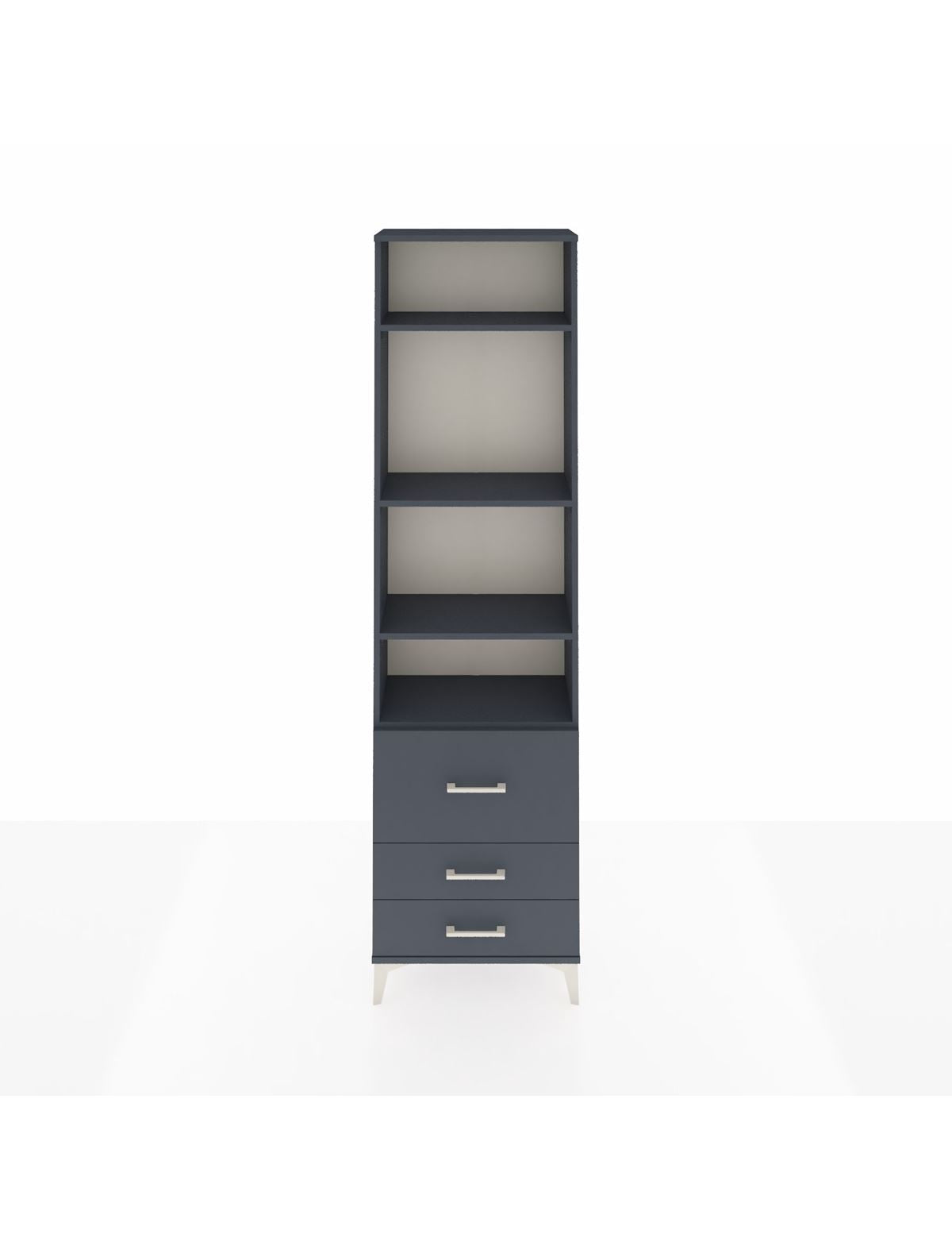 Arges Dolap 4 Raflı 3 Çekmeceli 60x30x221 Antrasit-Antrasit