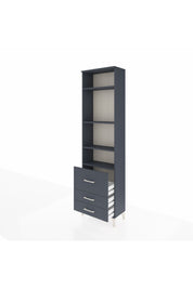 Arges Dolap 4 Raflı 3 Çekmeceli 60x30x221 Antrasit-Antrasit