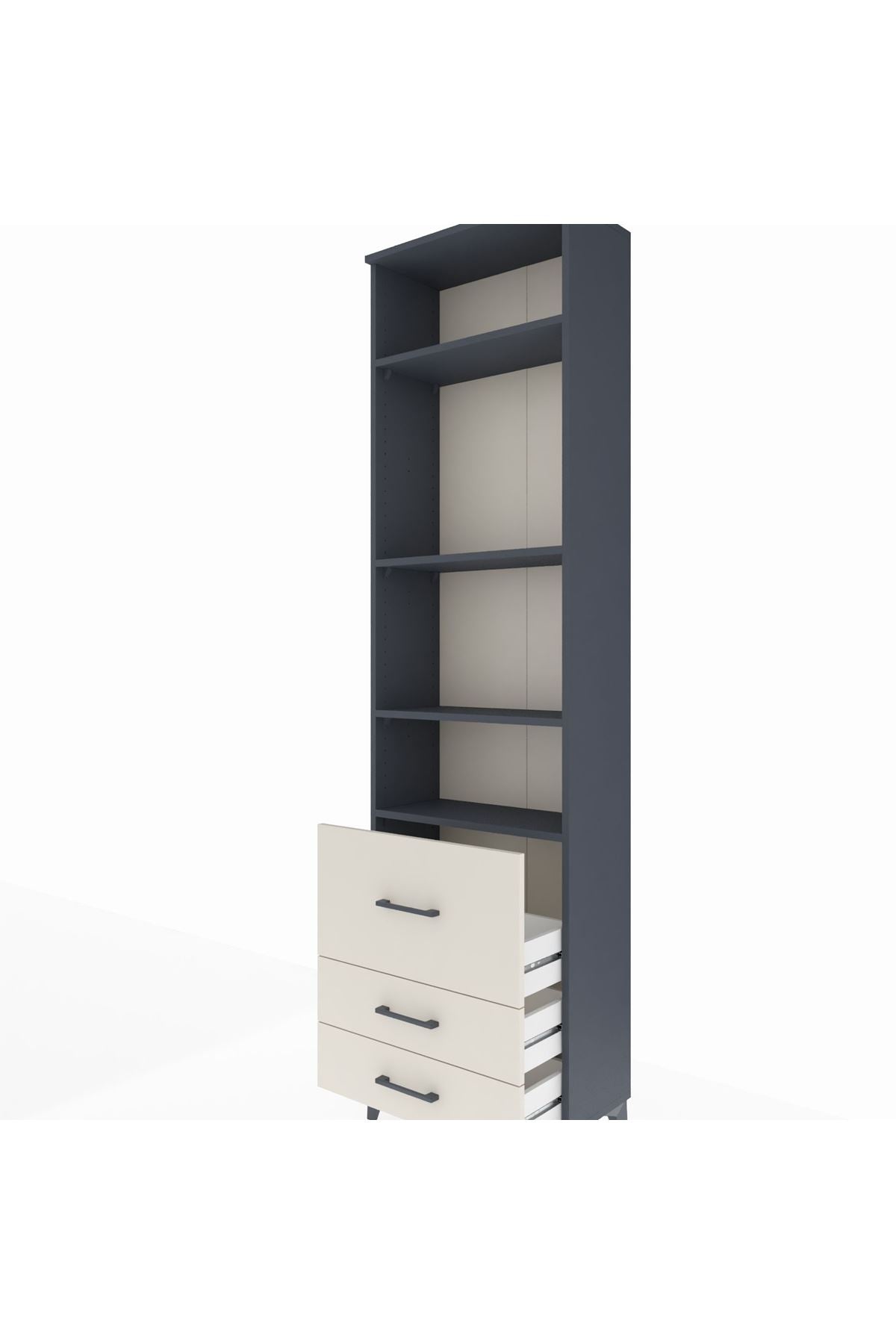 Arges Dolap 4 Raflı 3 Çekmeceli 60x30x221 Antrasit-Aytaşı