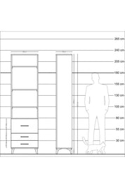 Arges Dolap 4 Raflı 3 Çekmeceli 60x30x221 Antrasit-Aytaşı