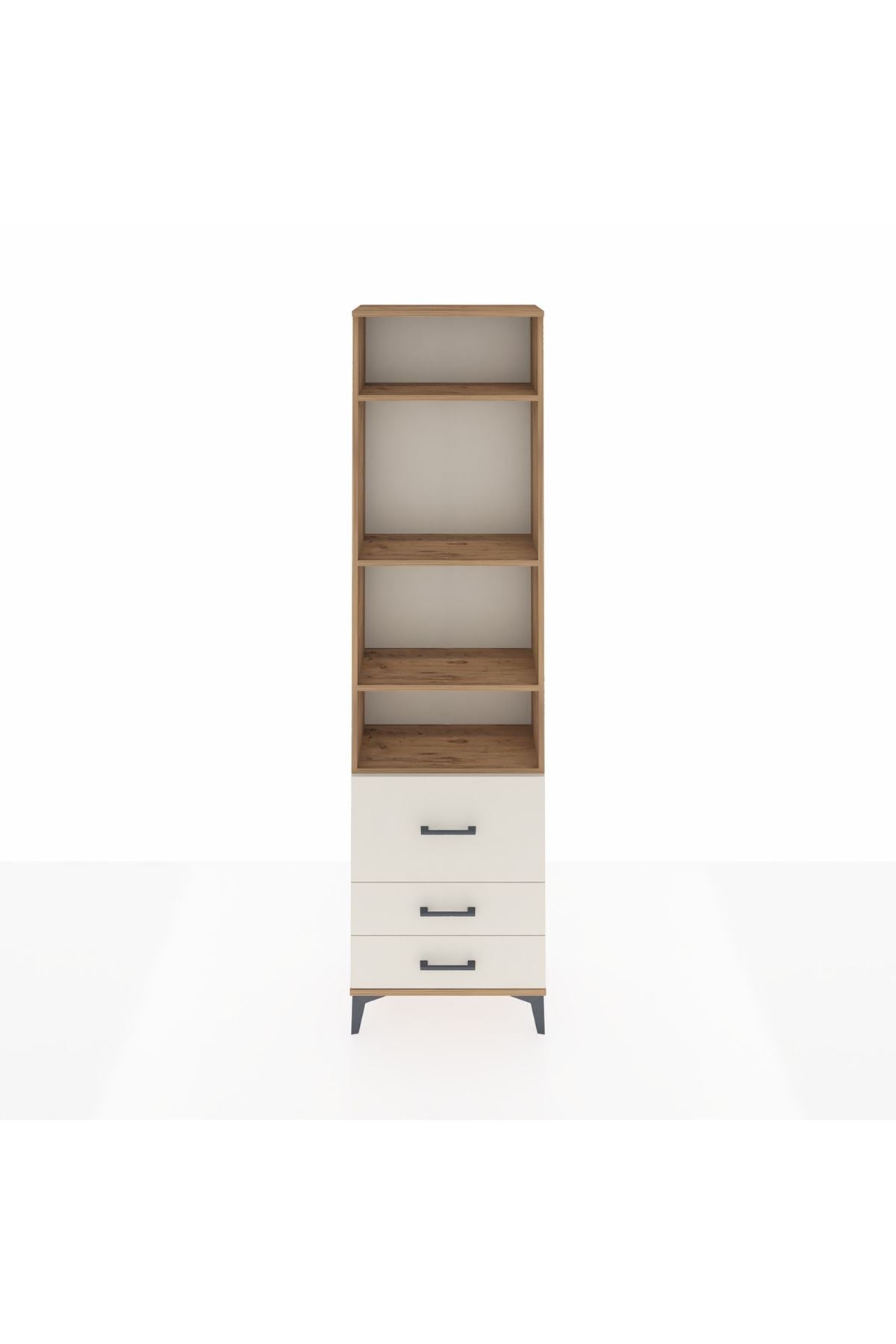 Arges Dolap 4 Raflı 3 Çekmeceli 60x30x221 Çam-Aytaşı