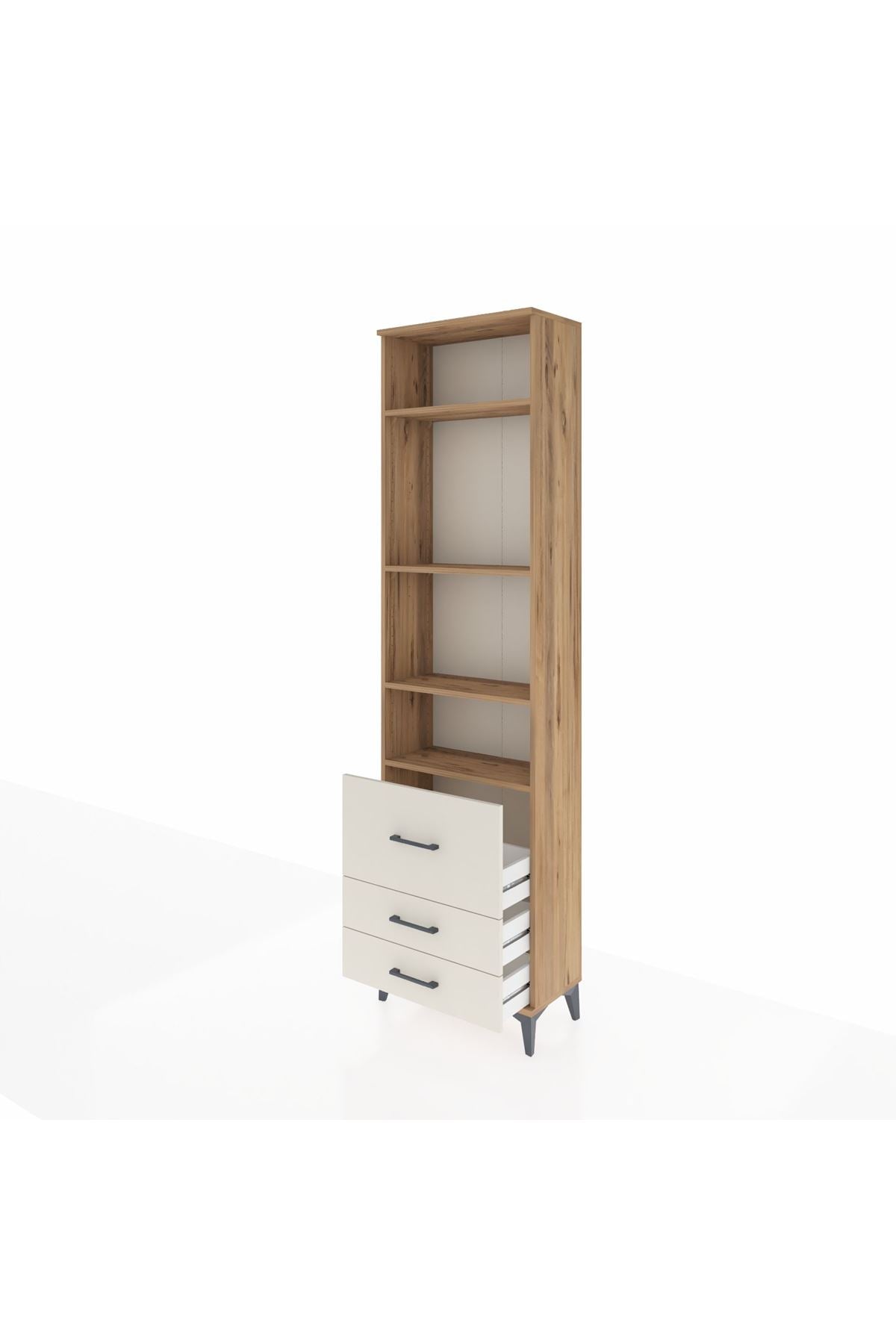 Arges Dolap 4 Raflı 3 Çekmeceli 60x30x221 Çam-Aytaşı