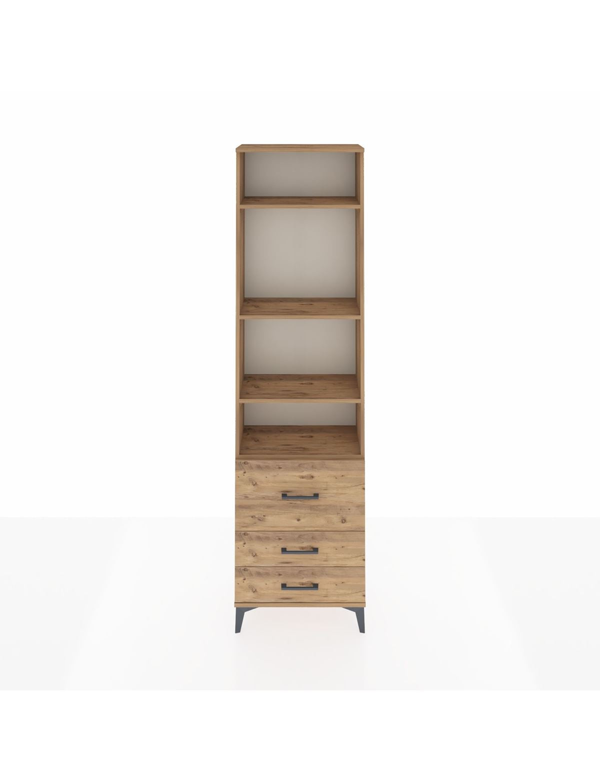 Arges Dolap 4 Raflı 3 Çekmeceli 60x30x221 Çam-Çam