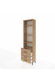 Arges Dolap 4 Raflı 3 Çekmeceli 60x30x221 Çam-Çam