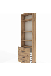 Arges Dolap 4 Raflı 3 Çekmeceli 60x30x221 Çam-Çam