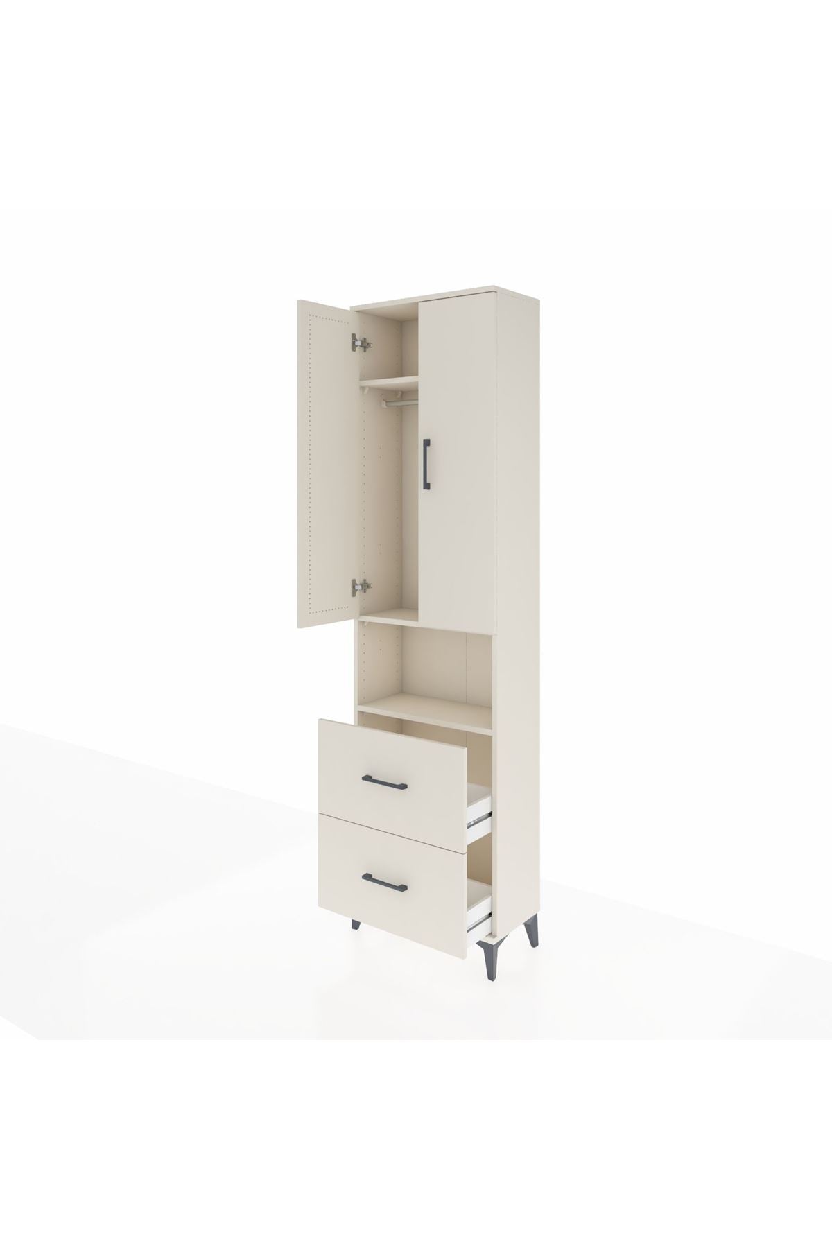 Arges Dolap 3 Raflı 2 Çekmeceli Tek Askılı 60x30x221 Aytaşı-Aytaşı