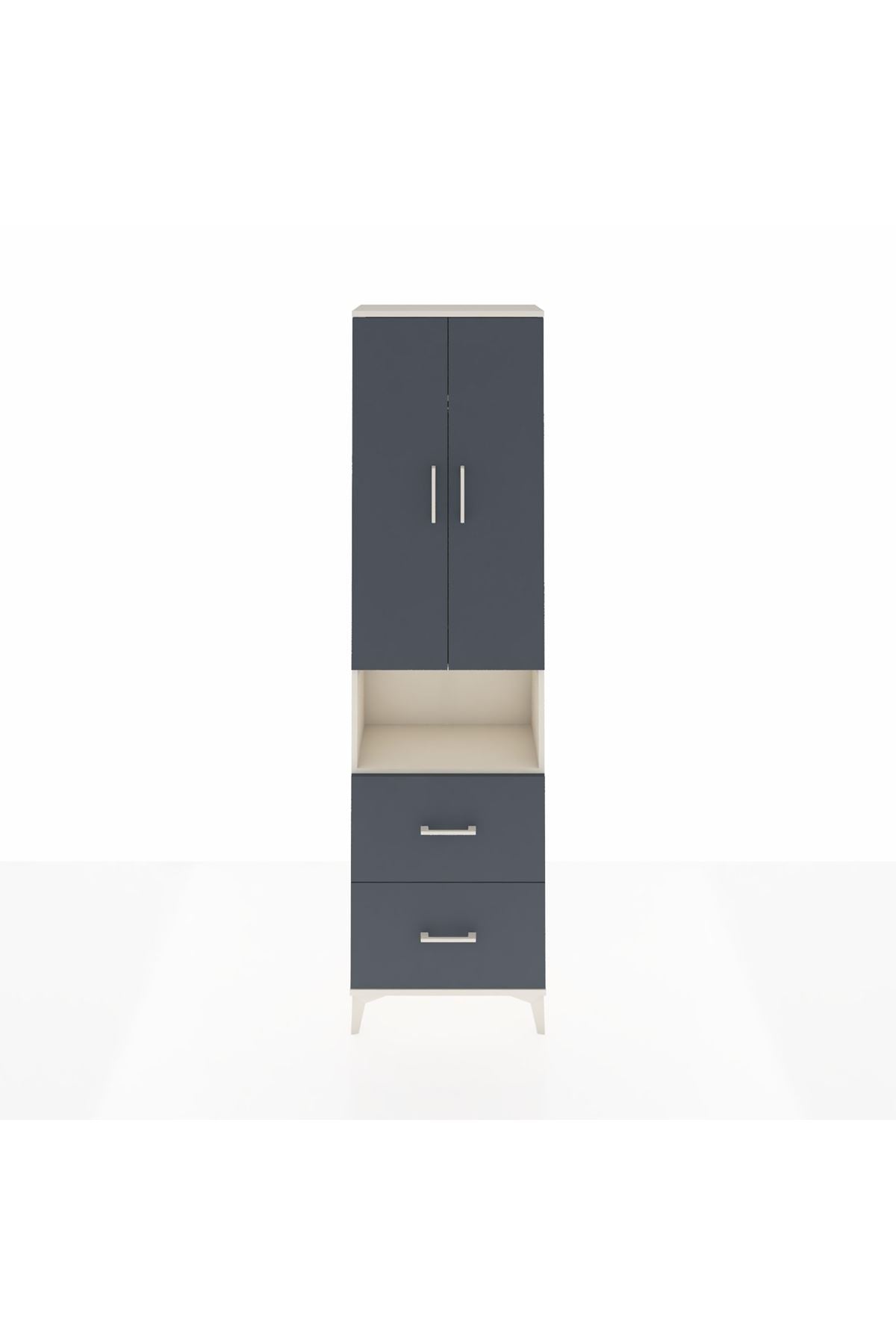 Arges Dolap 3 Raflı 2 Çekmeceli Tek Askılı 60x30x221 Aytaşı-Antrasit