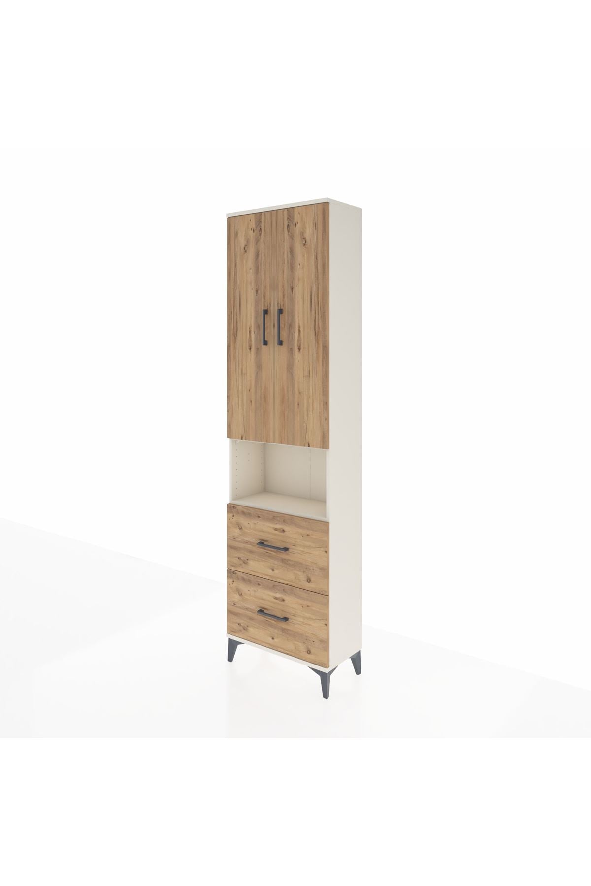 Arges Dolap 3 Raflı 2 Çekmeceli Tek Askılı 60x30x221 Aytaşı-Çam