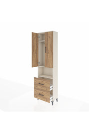 Arges Dolap 3 Raflı 2 Çekmeceli Tek Askılı 60x30x221 Aytaşı-Çam