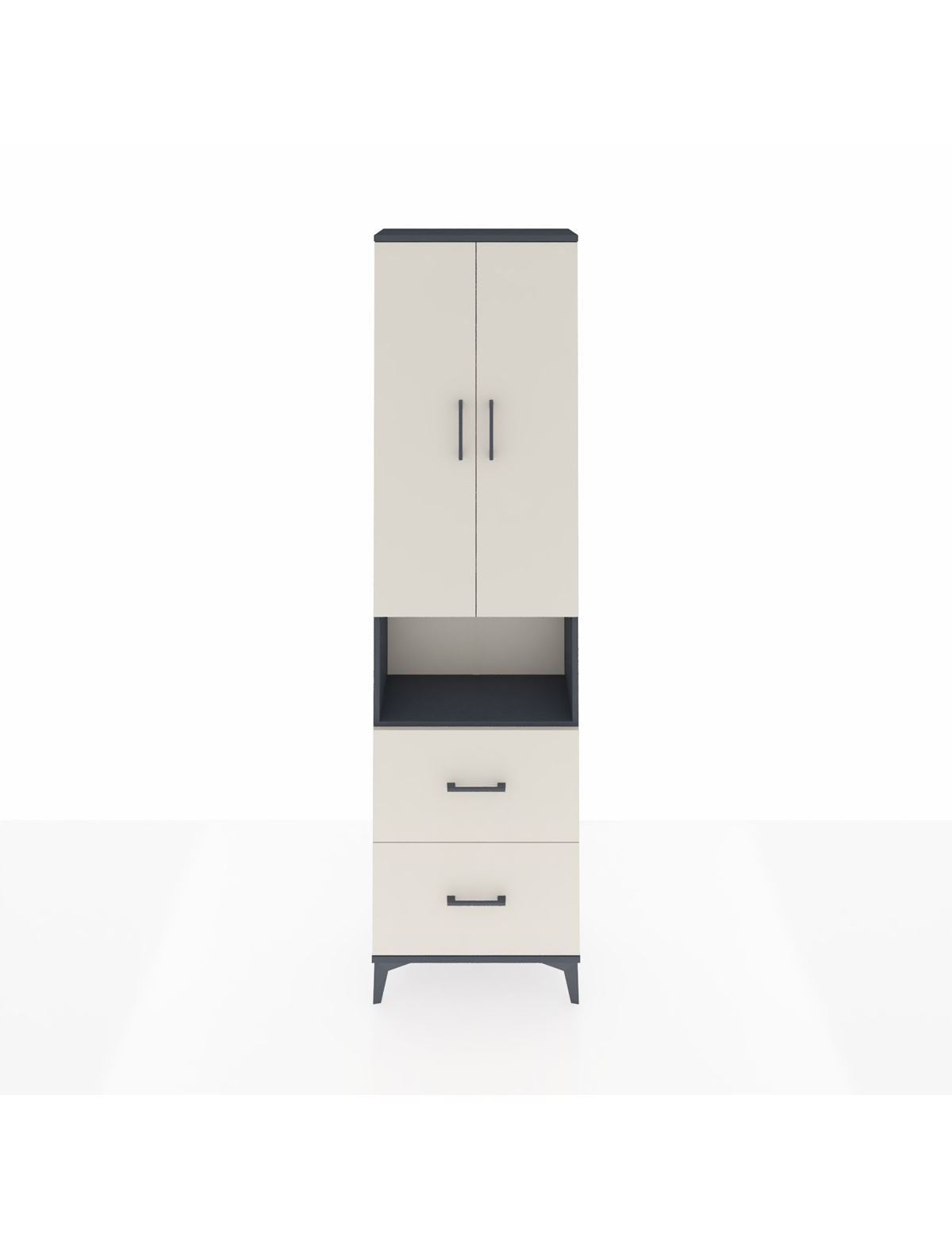 Arges Dolap 3 Raflı 2 Çekmeceli Tek Askılı 60x30x221 Antrasit-Aytaşı