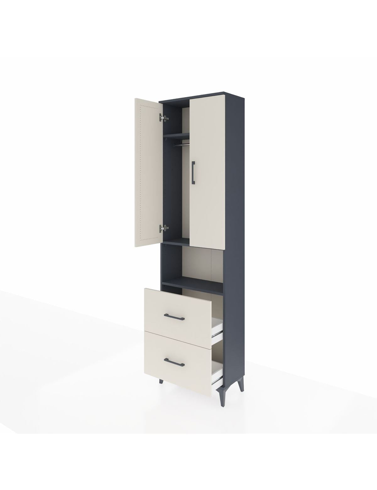Arges Dolap 3 Raflı 2 Çekmeceli Tek Askılı 60x30x221 - S29M187V4A