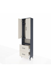 Arges Dolap 3 Raflı 2 Çekmeceli Tek Askılı 60x30x221 Antrasit-Aytaşı