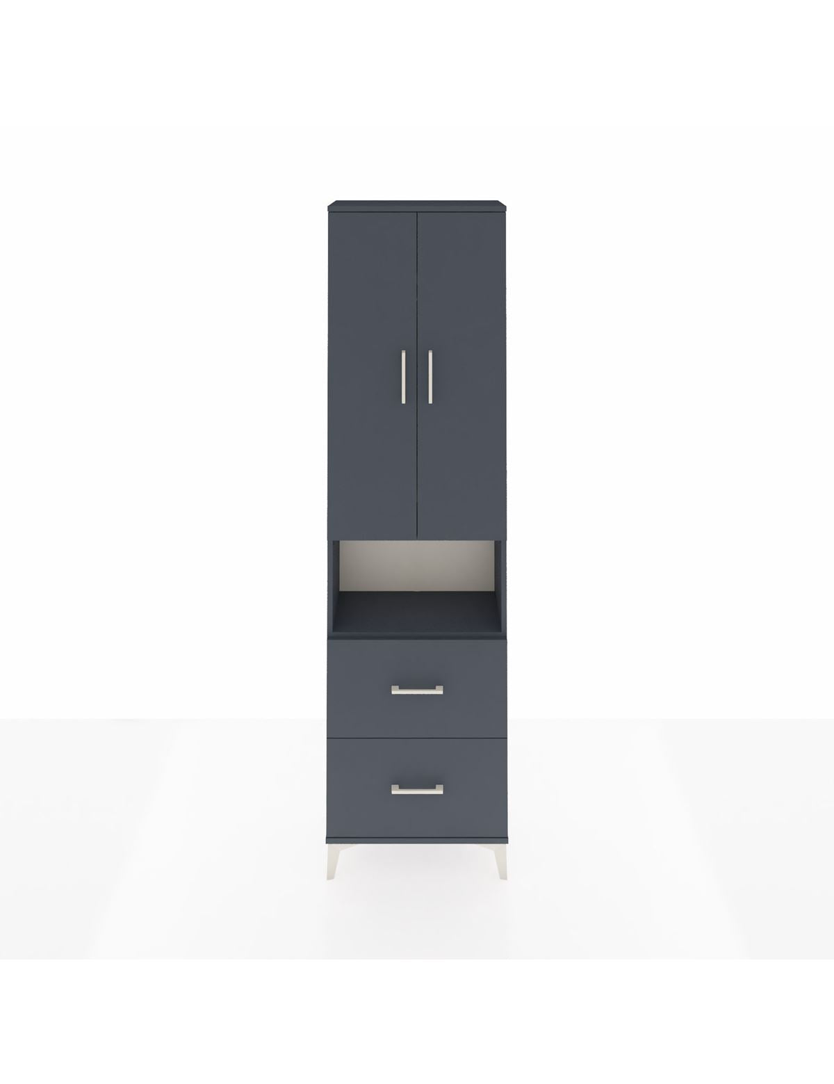 Arges Dolap 3 Raflı 2 Çekmeceli Tek Askılı 60x30x221 Antrasit-Antrasit