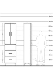 Arges Dolap 3 Raflı 2 Çekmeceli Tek Askılı 60x30x221 Antrasit-Çam