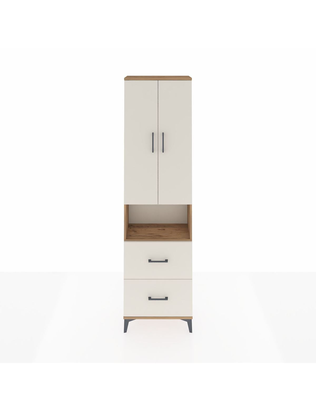 Arges Dolap 3 Raflı 2 Çekmeceli Tek Askılı 60x30x221 Çam-Aytaşı