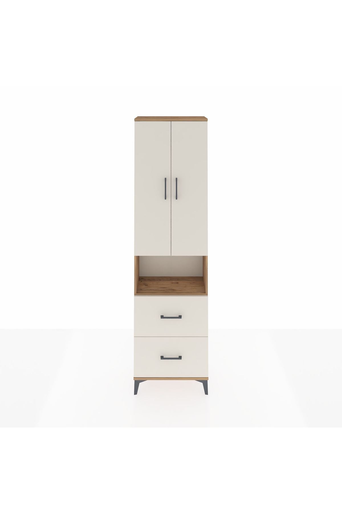 Arges Dolap 3 Raflı 2 Çekmeceli Tek Askılı 60x30x221 Çam-Aytaşı