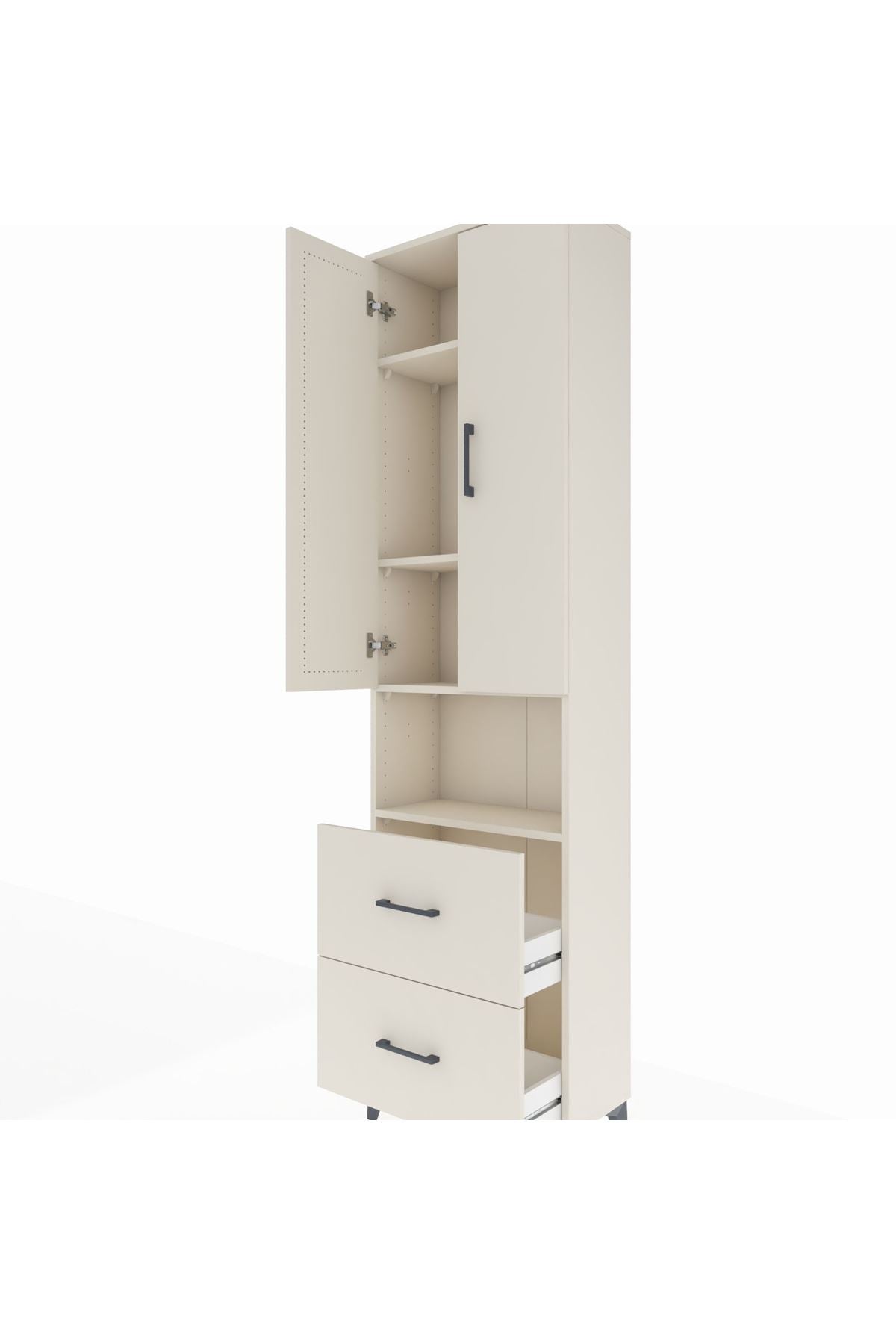 Arges Dolap 4 Raflı 2 Çekmeceli 2 Kapaklı 60x30x221 Aytaşı-Aytaşı