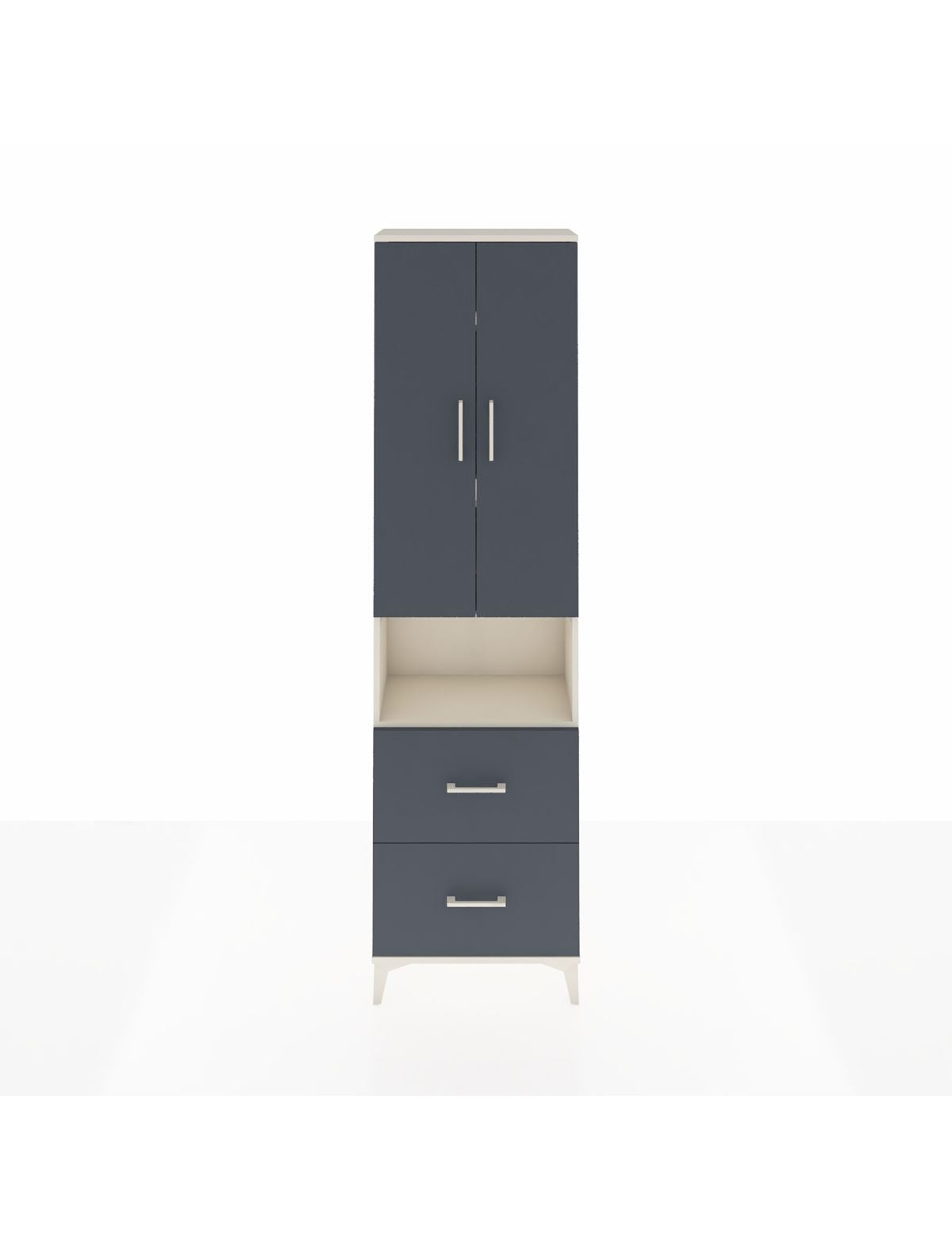 Arges Dolap 4 Raflı 2 Çekmeceli 2 Kapaklı 60x30x221 Aytaşı-Antrasit