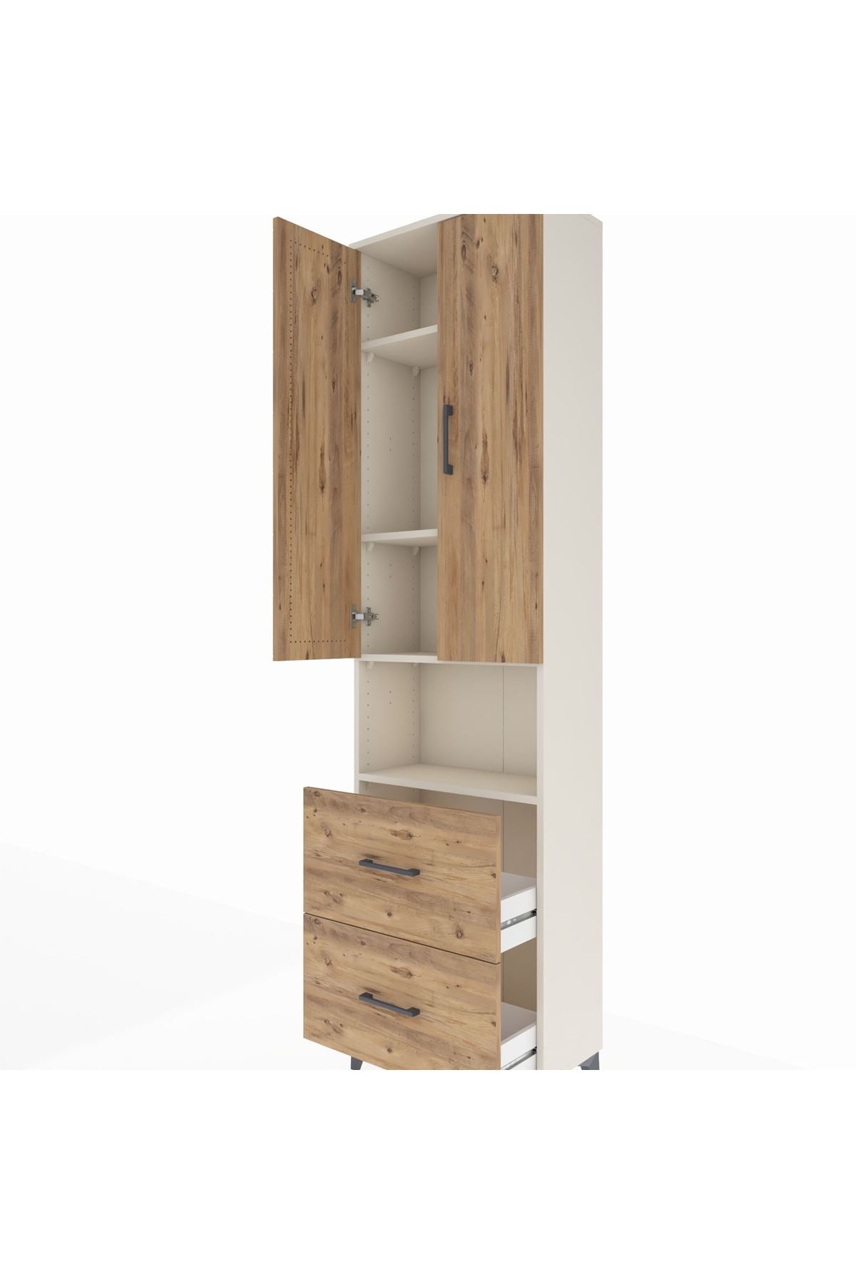 Arges Dolap 4 Raflı 2 Çekmeceli 2 Kapaklı 60x30x221 Aytaşı-Çam