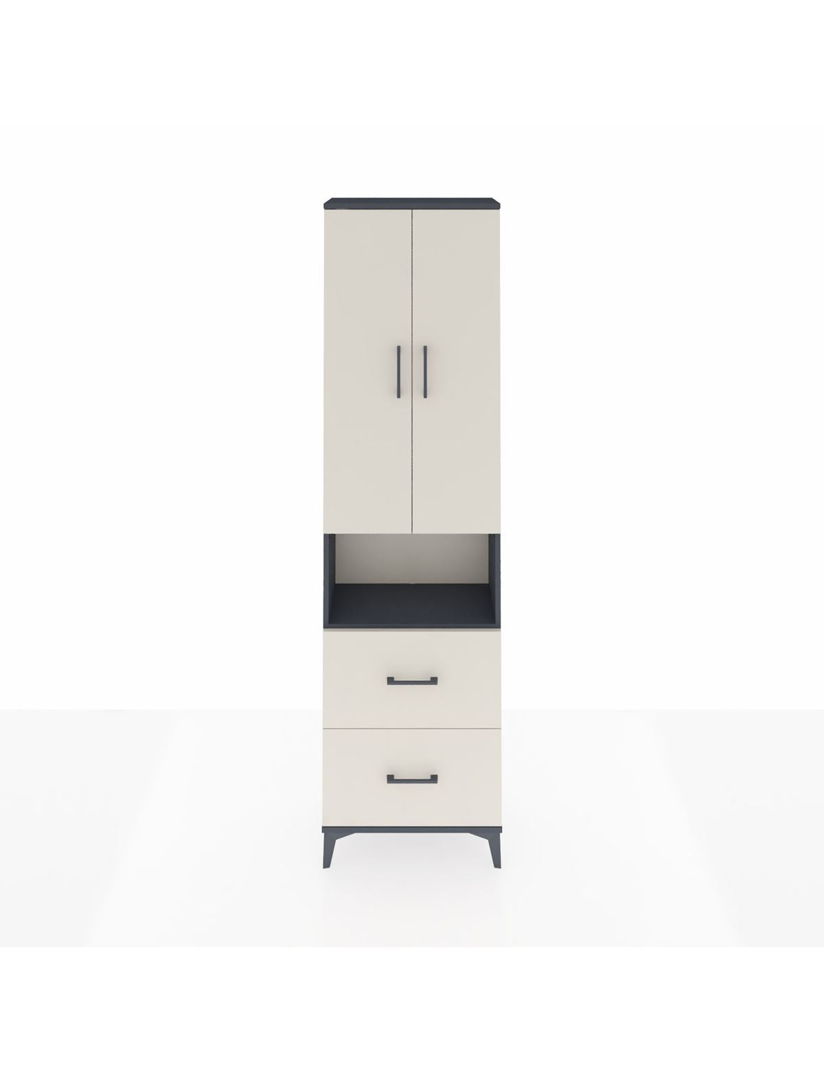 Arges Dolap 4 Raflı 2 Çekmeceli 2 Kapaklı 60x30x221 Antrasit-Aytaşı