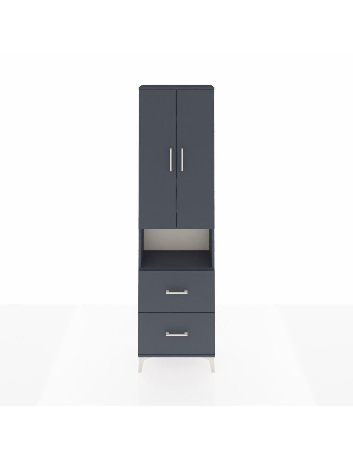 Arges Dolap 4 Raflı 2 Çekmeceli 2 Kapaklı 60x30x221 Antrasit-Antrasit