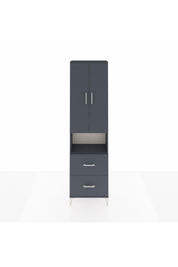 Arges Dolap 4 Raflı 2 Çekmeceli 2 Kapaklı 60x30x221 Antrasit-Antrasit