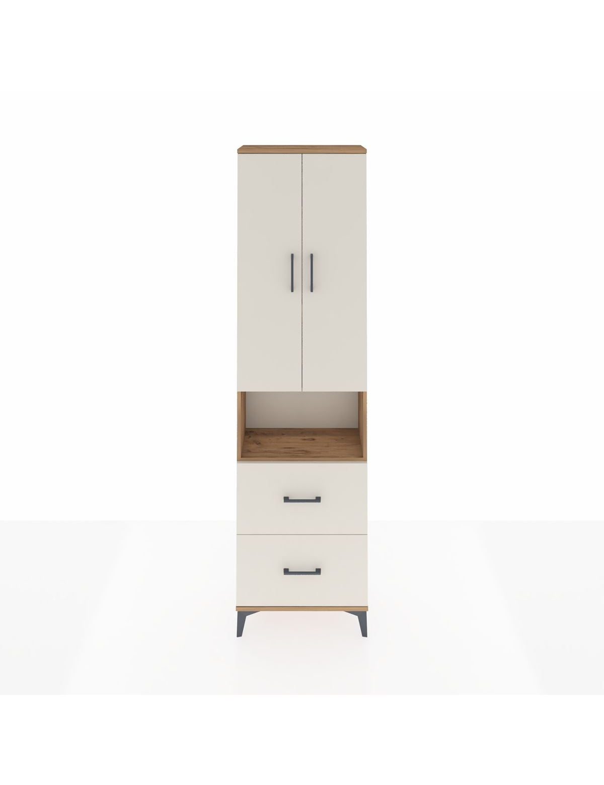 Arges Dolap 4 Raflı 2 Çekmeceli 2 Kapaklı 60x30x221 Çam-Aytaşı