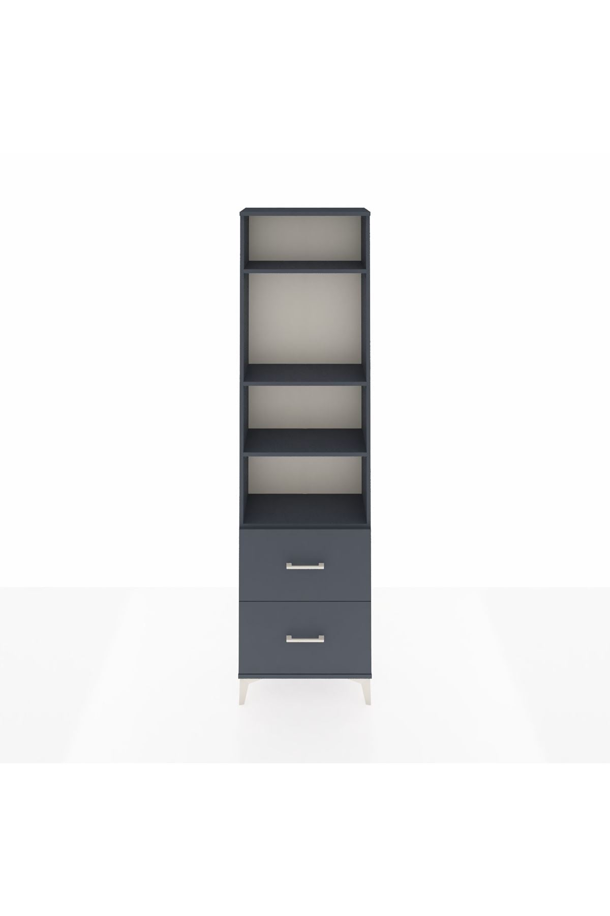 Arges Dolap 4 Raflı 2 Çekmeceli 60x30x221 Antrasit-Antrasit