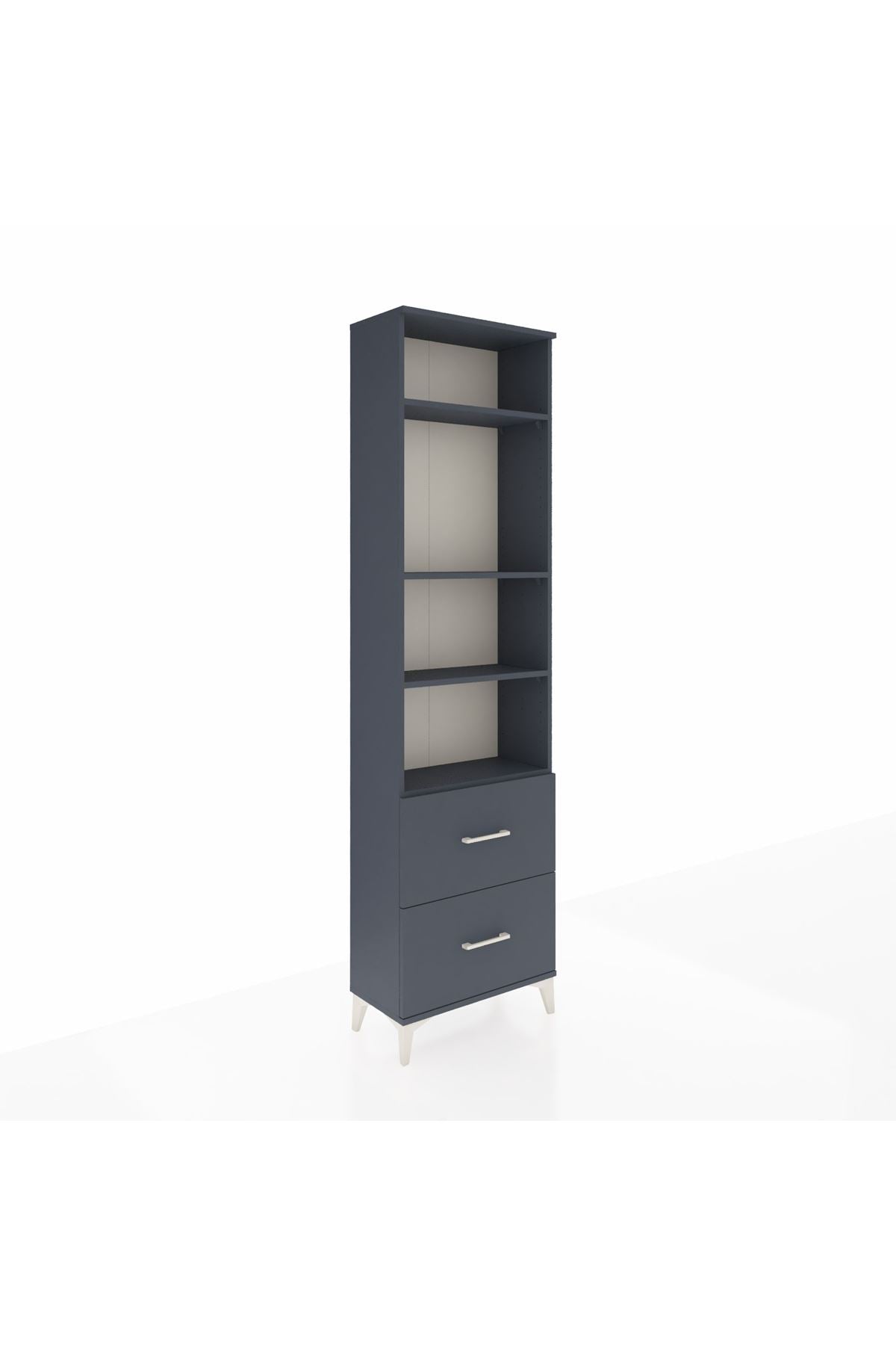 Arges Dolap 4 Raflı 2 Çekmeceli 60x30x221 Antrasit-Antrasit