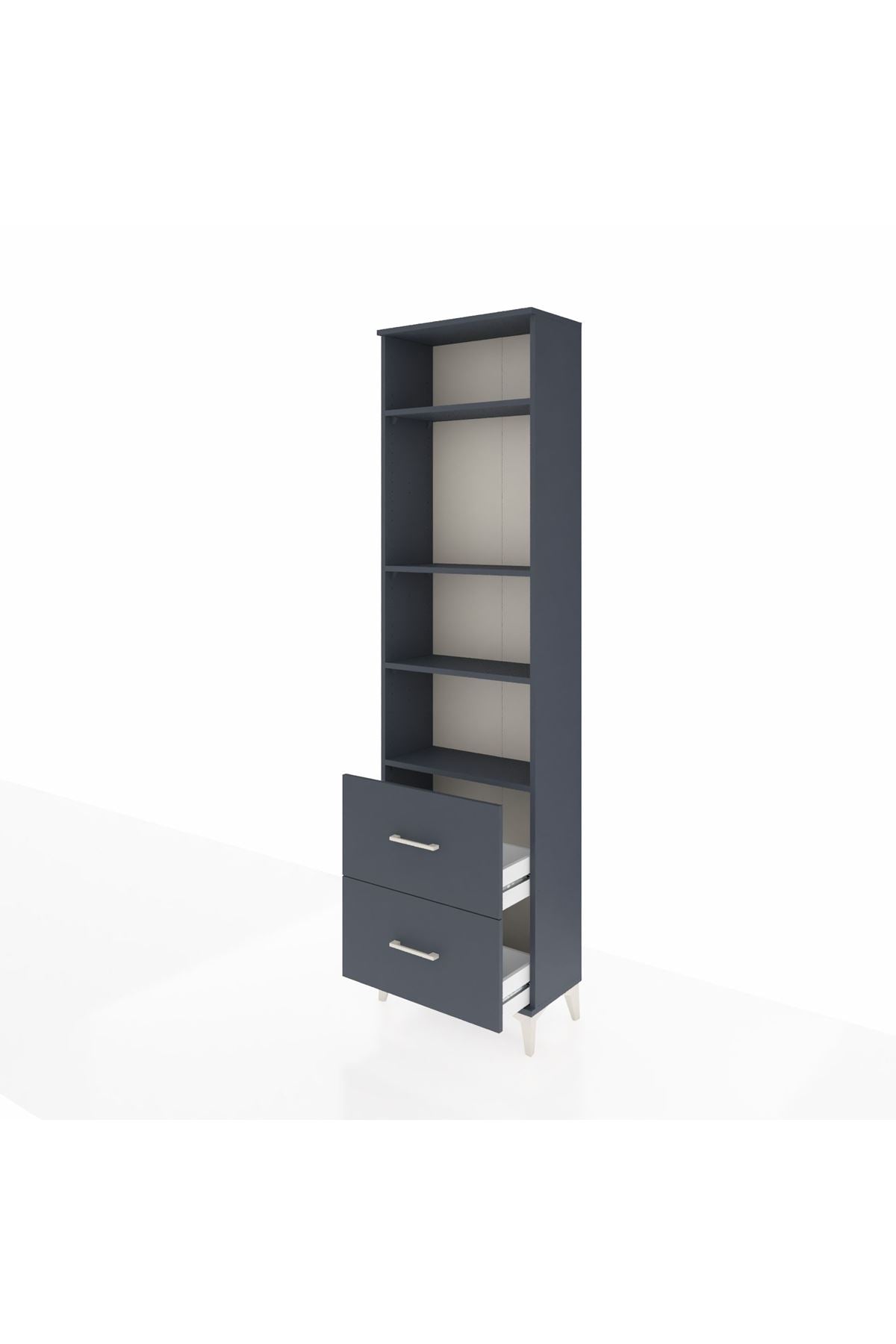 Arges Dolap 4 Raflı 2 Çekmeceli 60x30x221 Antrasit-Antrasit