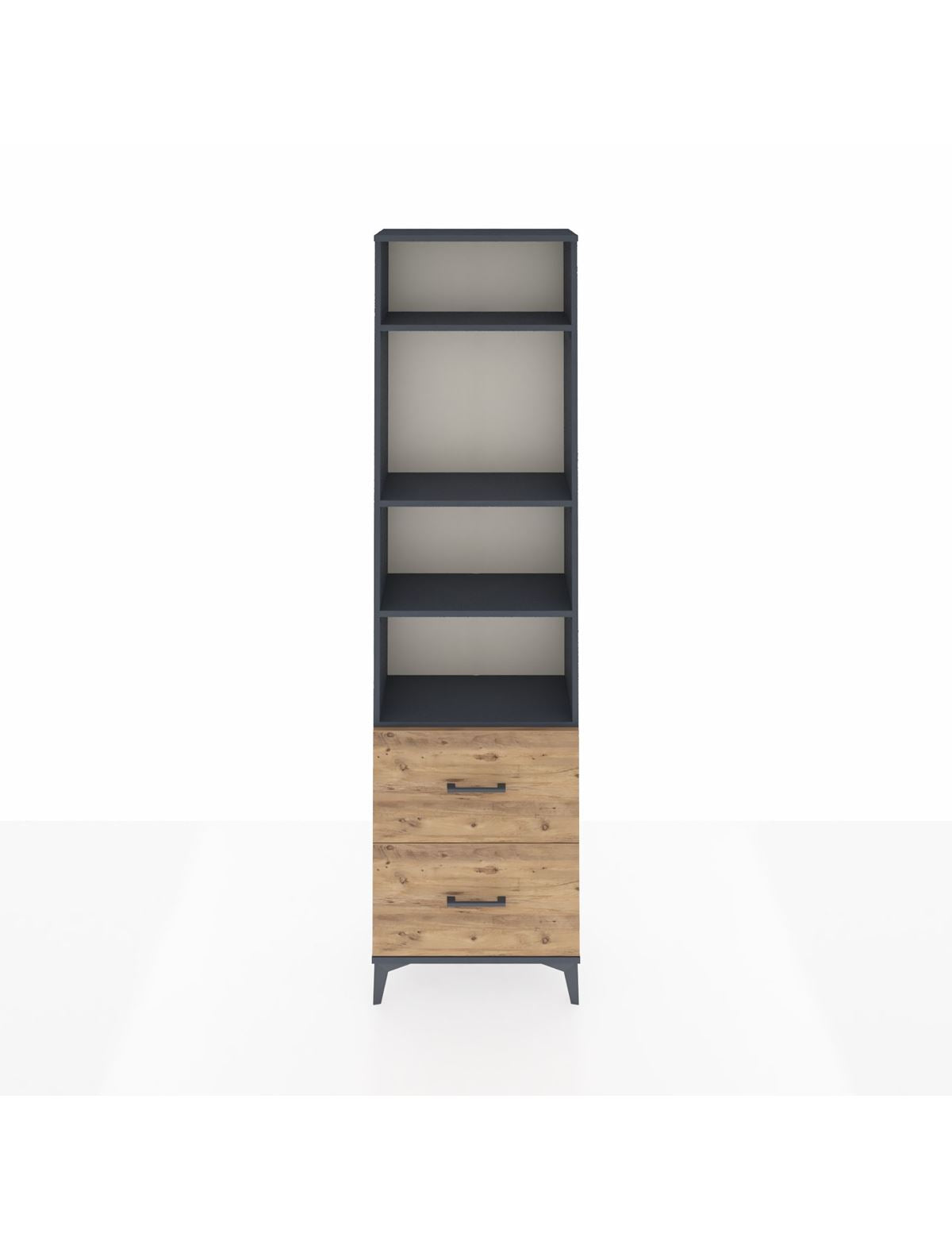 Arges Dolap 4 Raflı 2 Çekmeceli 60x30x221 Antrasit-Çam