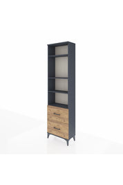 Arges Dolap 4 Raflı 2 Çekmeceli 60x30x221 Antrasit-Çam