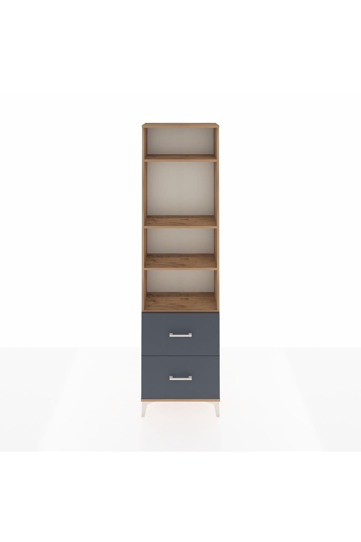 Arges Dolap 4 Raflı 2 Çekmeceli 60x30x221 Çam-Antrasit