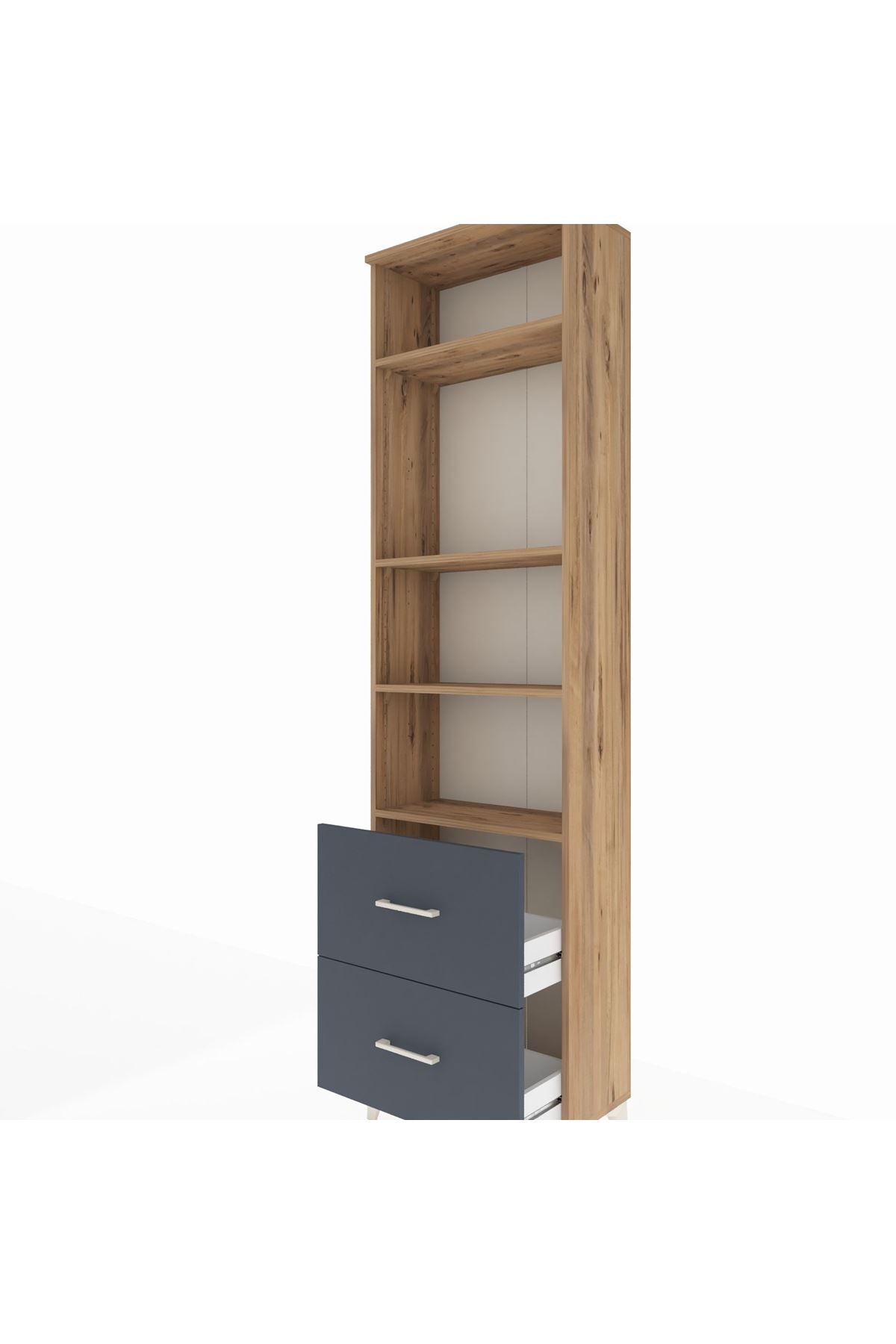 Arges Dolap 4 Raflı 2 Çekmeceli 60x30x221 Çam-Antrasit