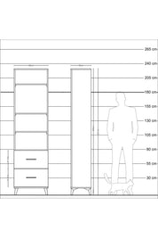 Arges Dolap 4 Raflı 2 Çekmeceli 60x30x221 Çam-Antrasit