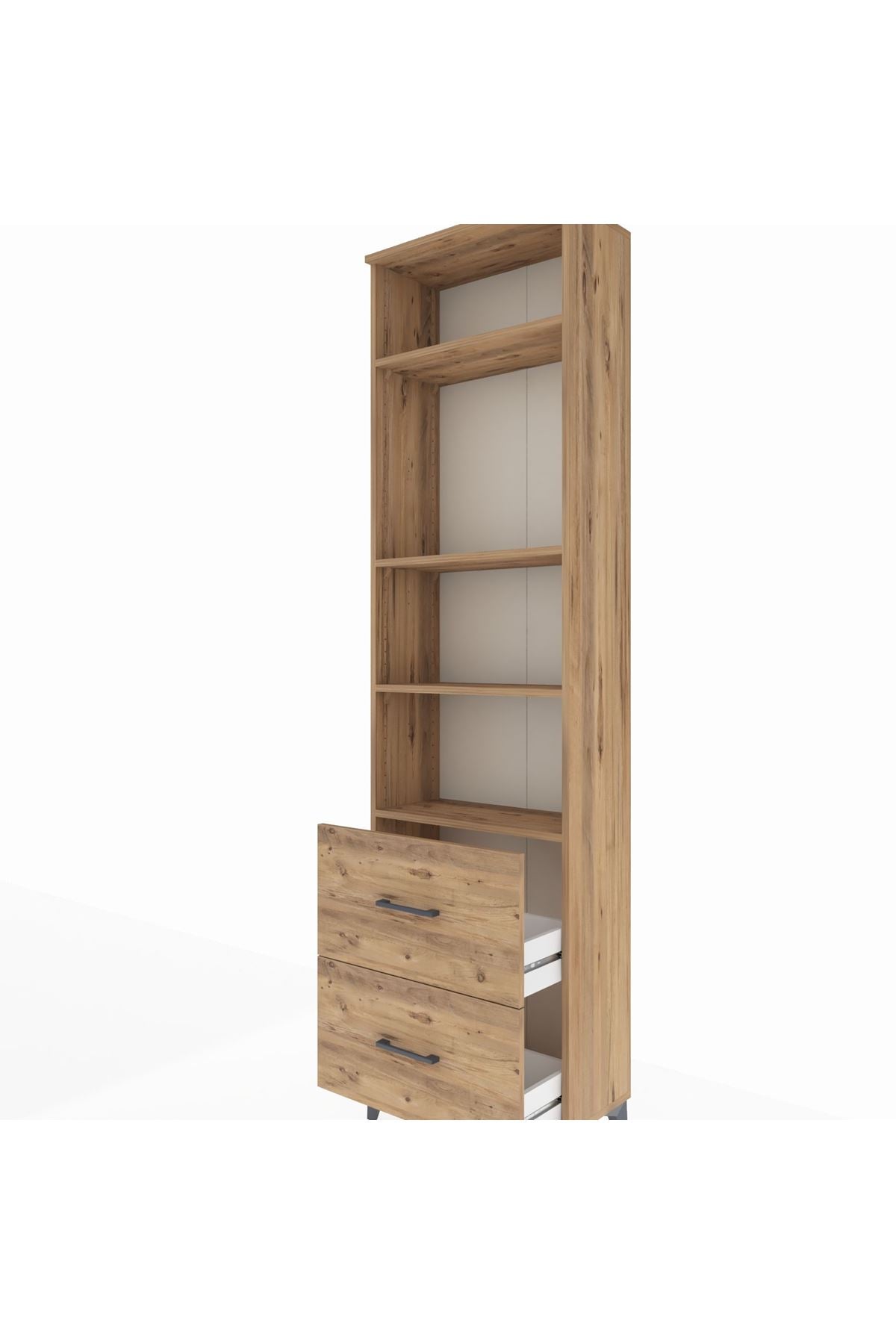 Arges Dolap 4 Raflı 2 Çekmeceli 60x30x221 Çam-Çam