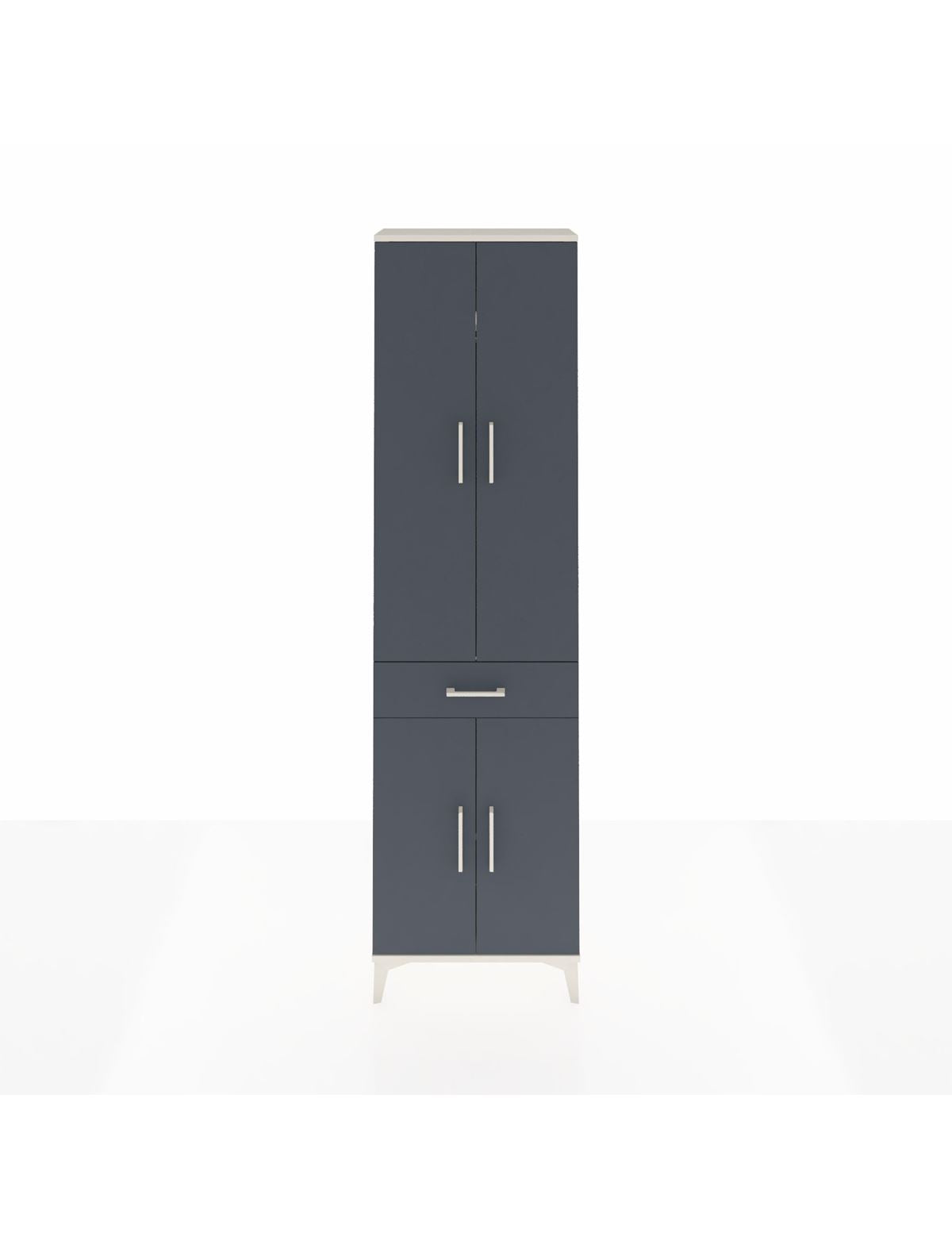 Arges Dolap 3 Raflı Tek Çekmeceli Tek Askılı 60x30x221 Aytaşı-Antrasit