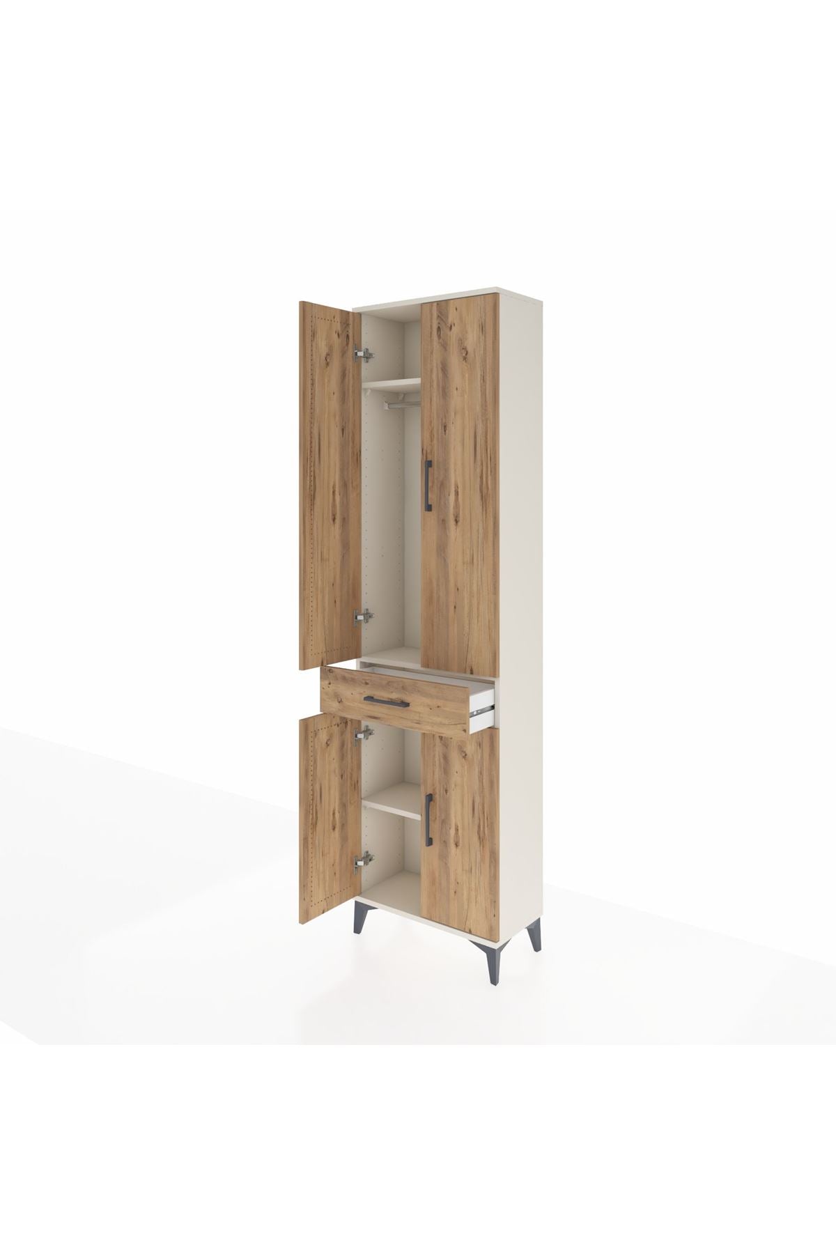 Arges Dolap 3 Raflı Tek Çekmeceli Tek Askılı 60x30x221 Aytaşı-Çam