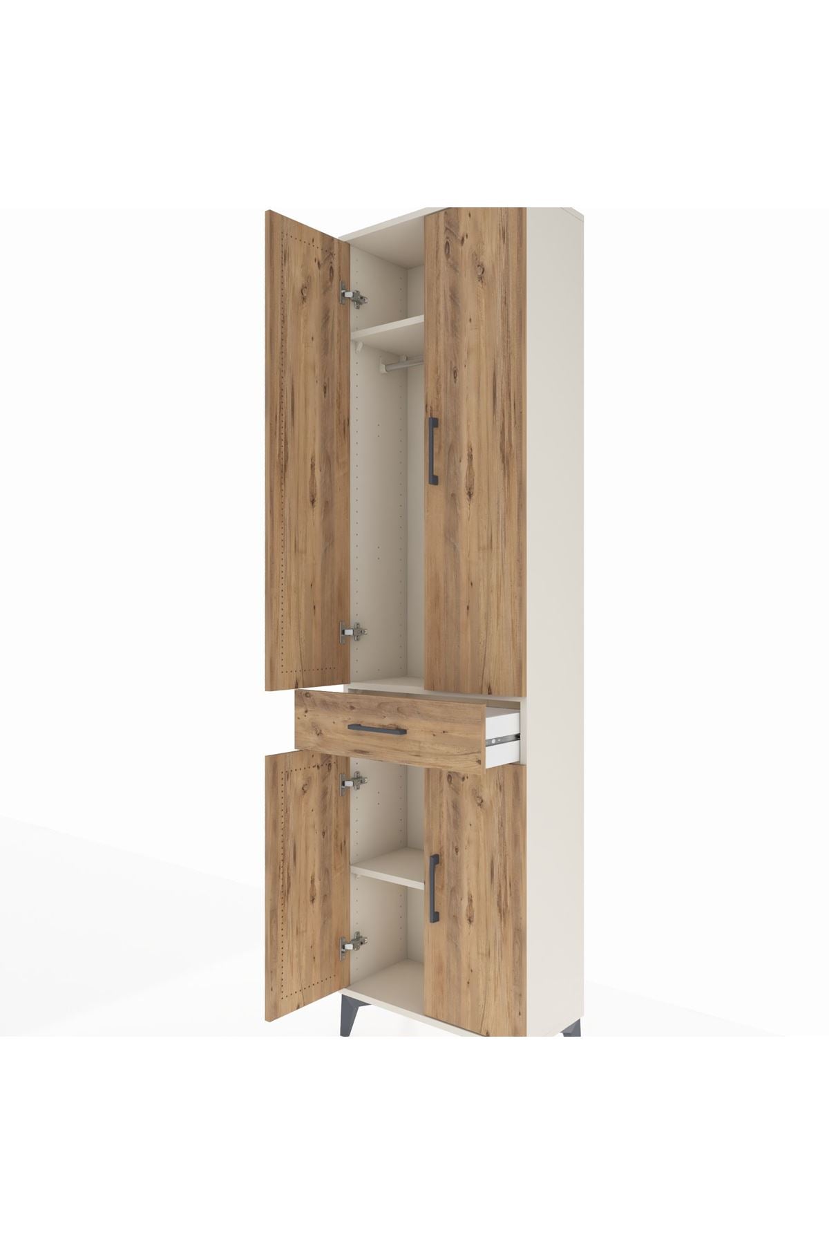 Arges Dolap 3 Raflı Tek Çekmeceli Tek Askılı 60x30x221 Aytaşı-Çam