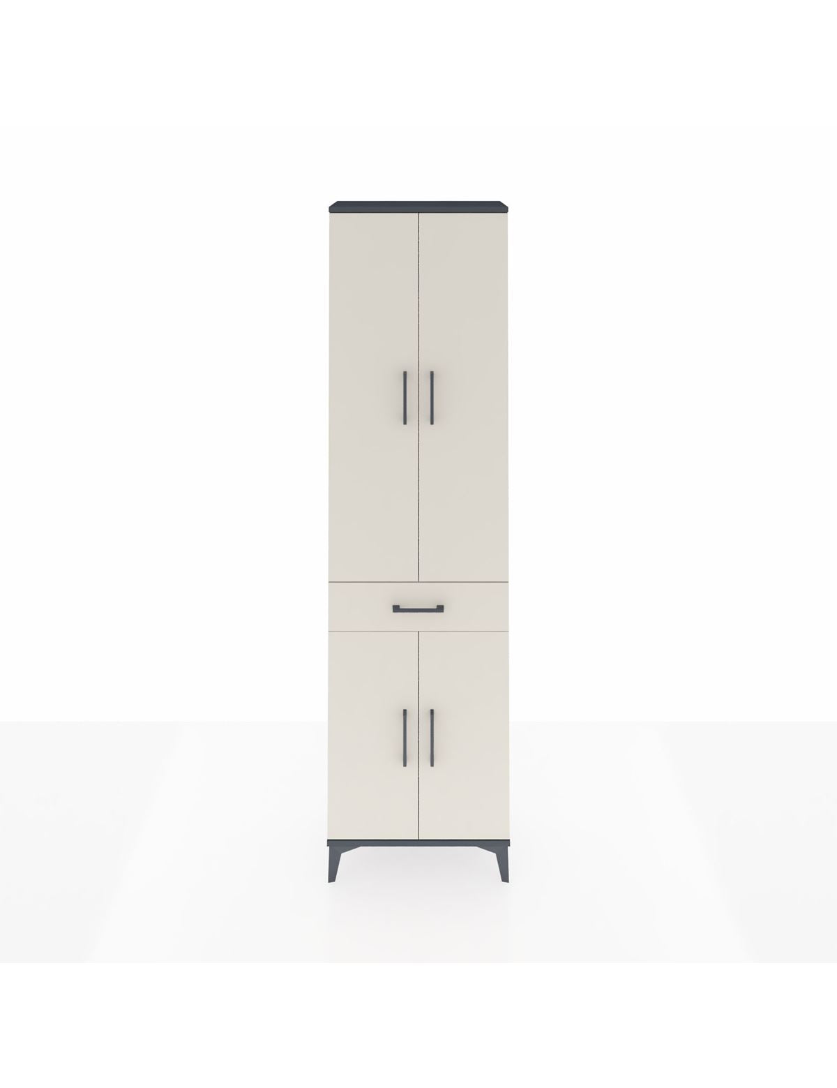 Arges Dolap 3 Raflı Tek Çekmeceli Tek Askılı 60x30x221 Antrasit-Aytaşı