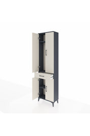 Arges Dolap 3 Raflı Tek Çekmeceli Tek Askılı 60x30x221 Antrasit-Aytaşı