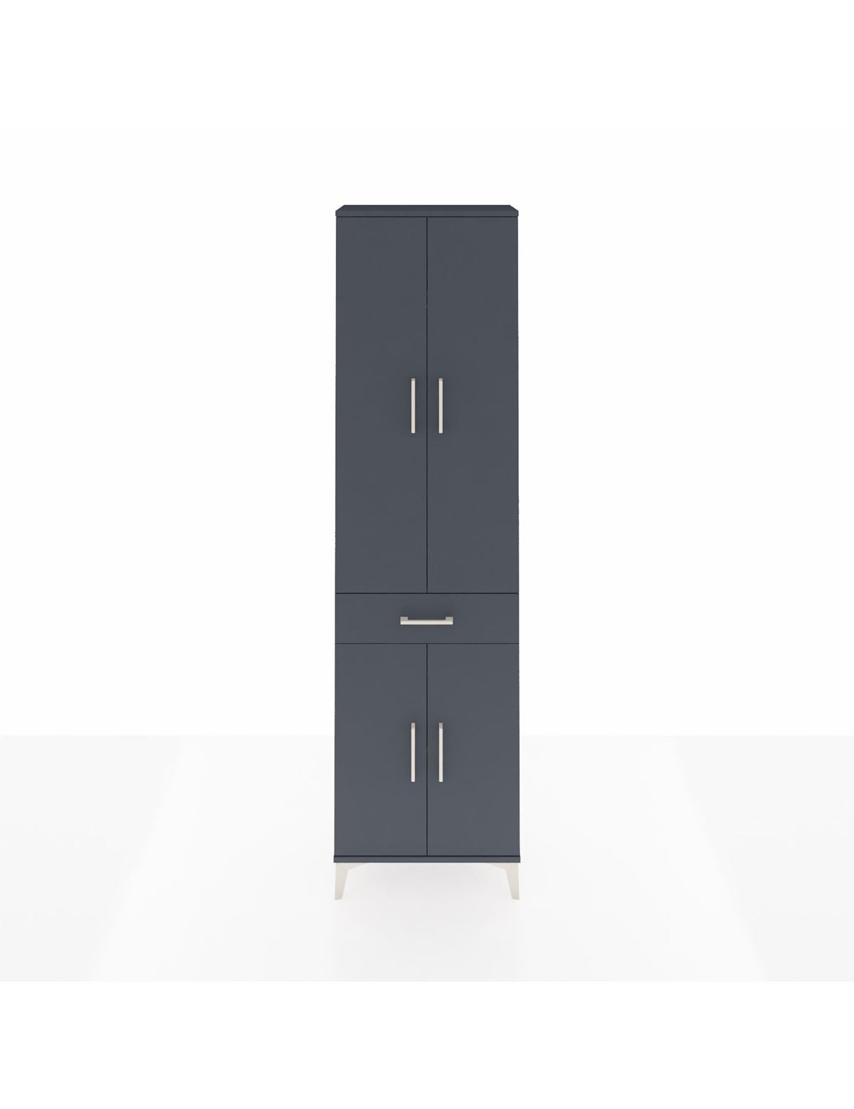 Arges Dolap 3 Raflı Tek Çekmeceli Tek Askılı 60x30x221 Antrasit-Antrasit