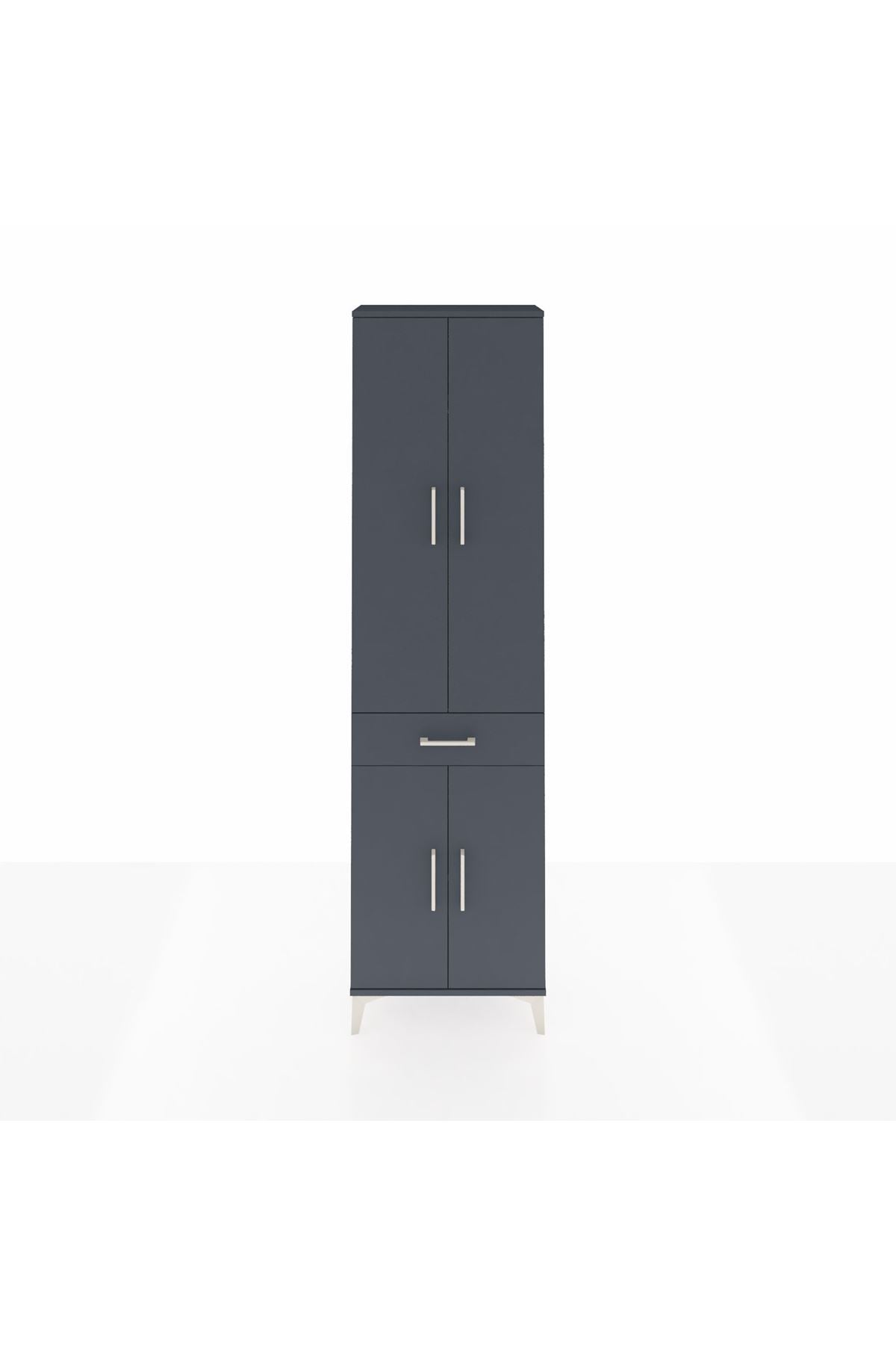 Arges Dolap 3 Raflı Tek Çekmeceli Tek Askılı 60x30x221 Antrasit-Antrasit