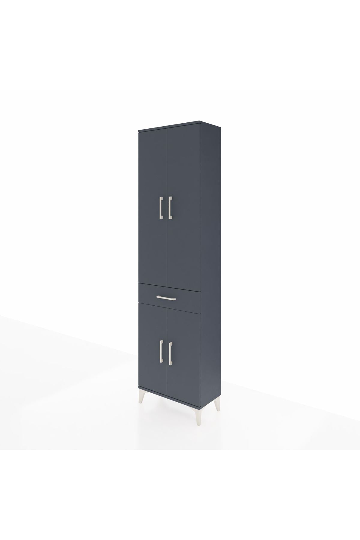 Arges Dolap 3 Raflı Tek Çekmeceli Tek Askılı 60x30x221 Antrasit-Antrasit